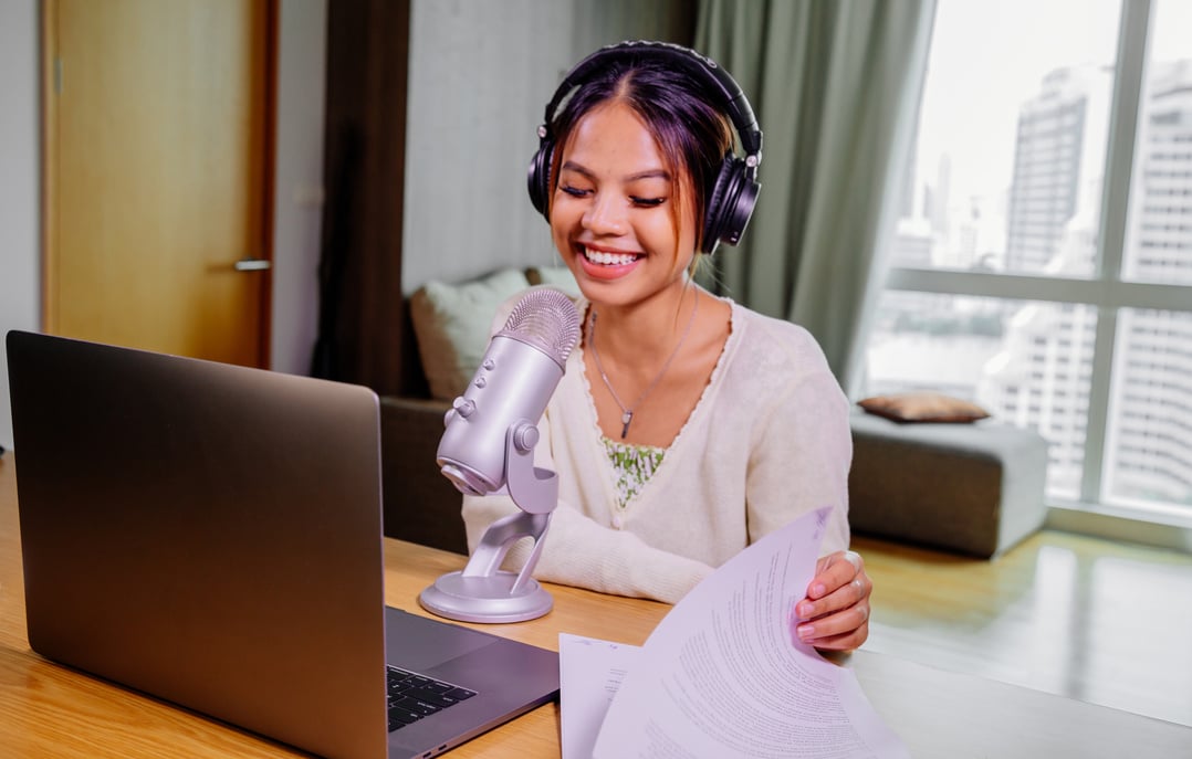 Podcaster Recording at Home